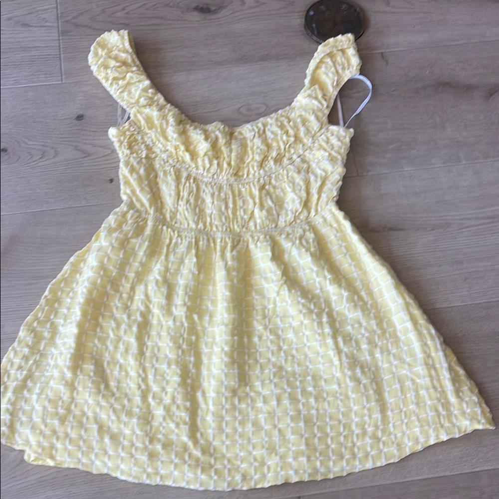 Yellow Sleeveless Scoop Neck Mini Sundress